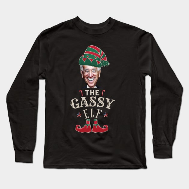 The Gassy Biden Elf. Funny | Sarcastic Political Anti Biden design Long Sleeve T-Shirt by HROC Gear & Apparel